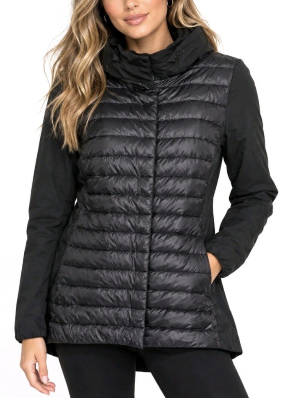 Herno Jacket Black Puffer Down Funnel Neck Size 44 (8)